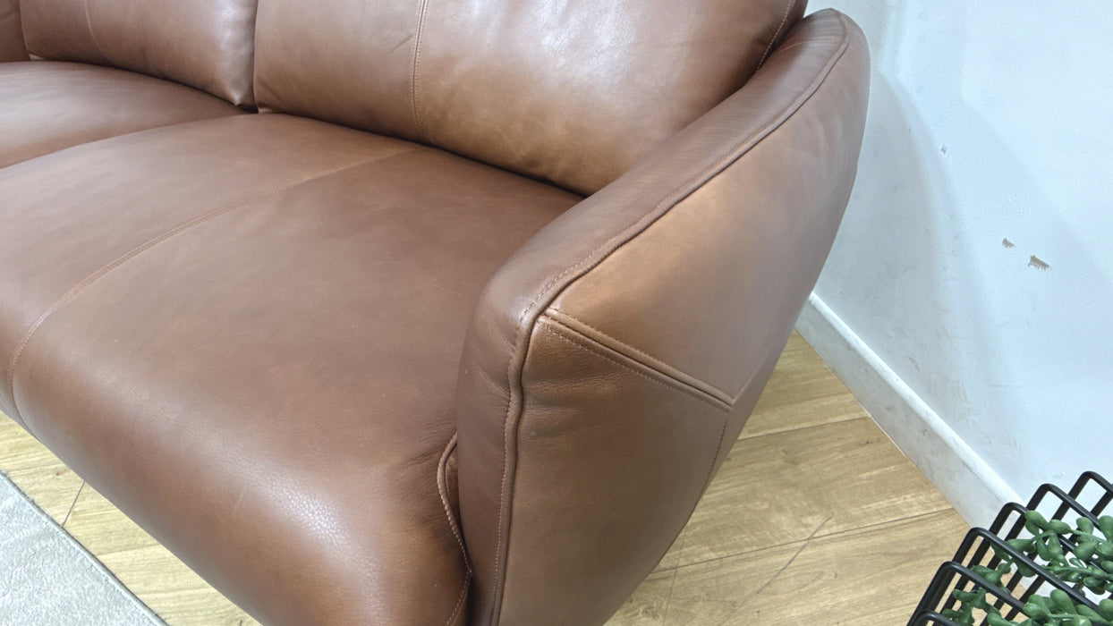 Sofology Adler Leather 3 Seater in Relaxed Soft Brown