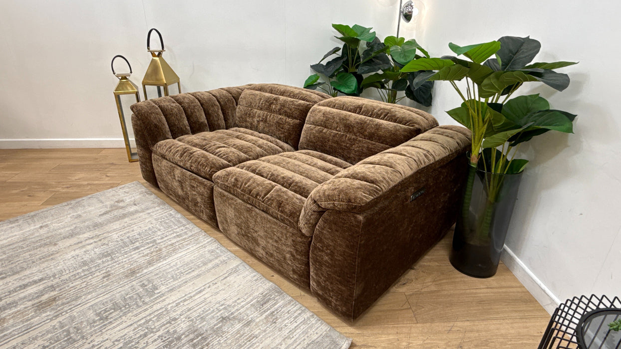 Sofology Olson 2 Seater Power Recliner/Headrest in Fabric in luxury Chenille Bark
