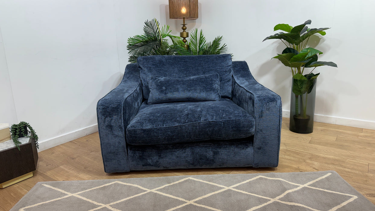 Sofology Bellagio Fabric Loveseat Reversible Feather Flex Seats in Chunky Luxe Chenille Ink Mix