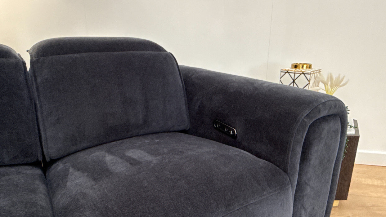 Sofology Premiere Fabric 3 Seater Power Recliner in Relaxed Chenille Ink