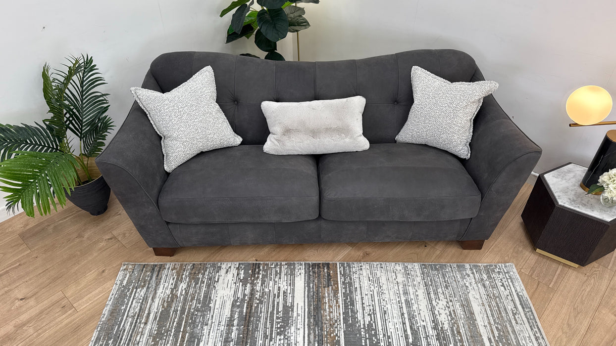 Bartello  3 Seater Sofa -  Leather - Charcoal/Pepper Mix