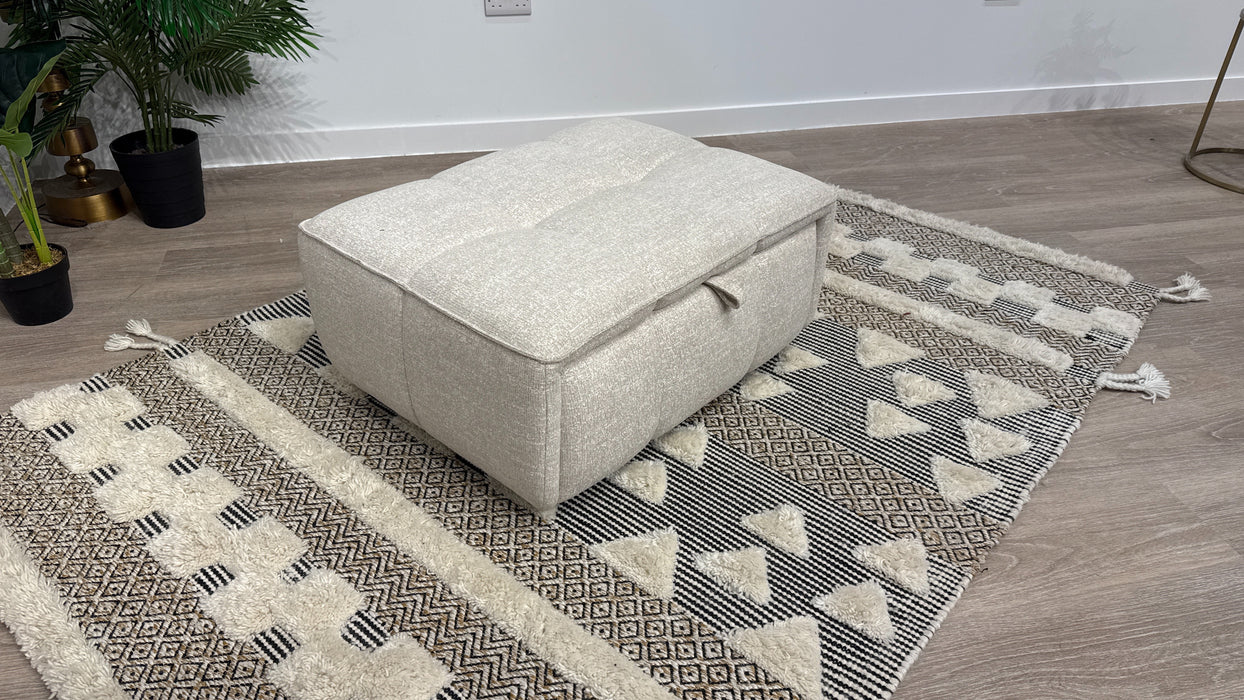 Sofology Moritz Large Bench Fabric Footstool in Cream