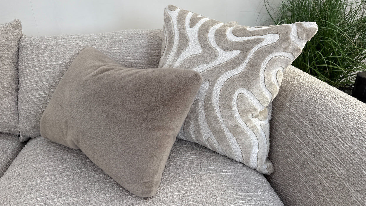 Sofology Marble Arch Fabric 1 Corner 3 in Chunky Flecked Boucle Stone/Ecru Mix