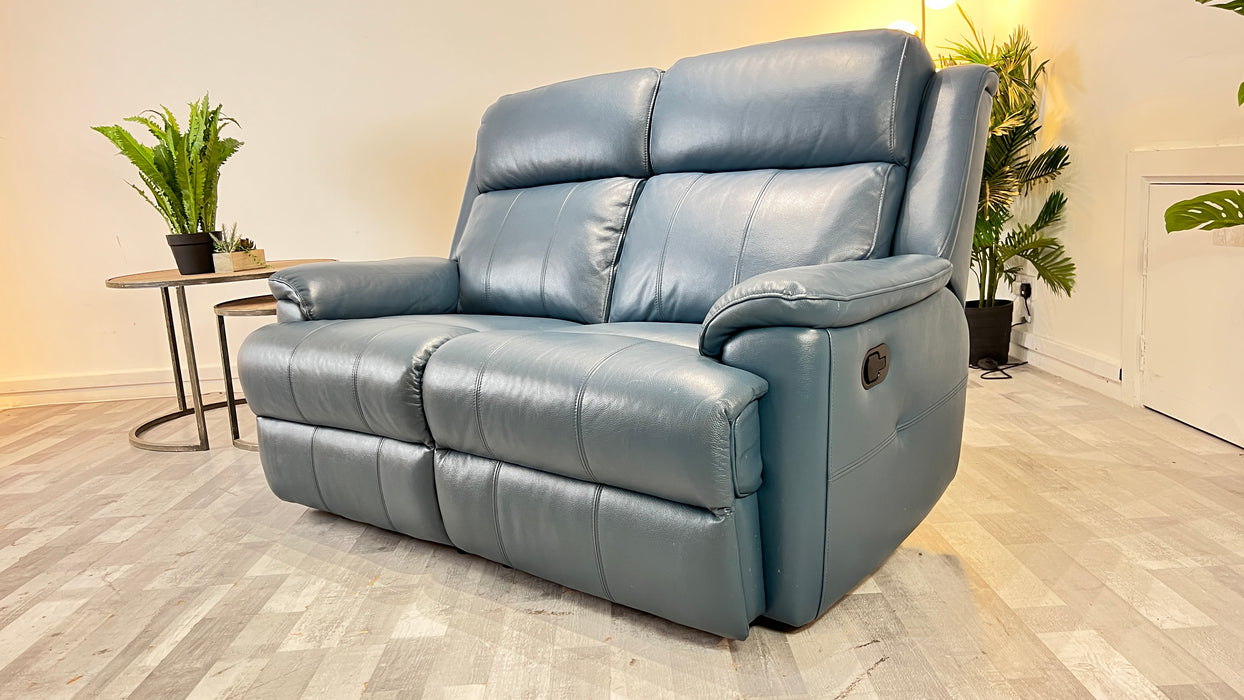 Gracie 2 Seat - Manual Recliner - Leather Sofa -  Ocean