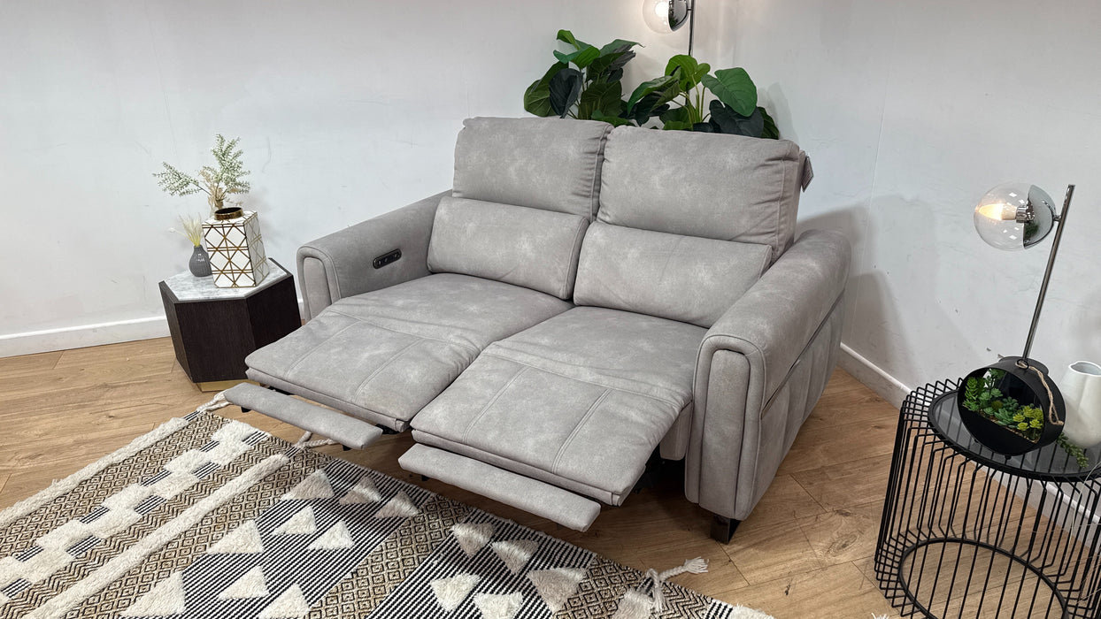 Sofology Ravello Fabric 2 Seater Power Recliner in Lifestyle Flecked Stone