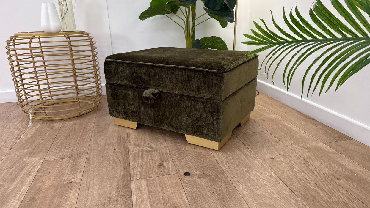 Sofology Wildwood Fabric Footstool in Soft Sherpa Olive
