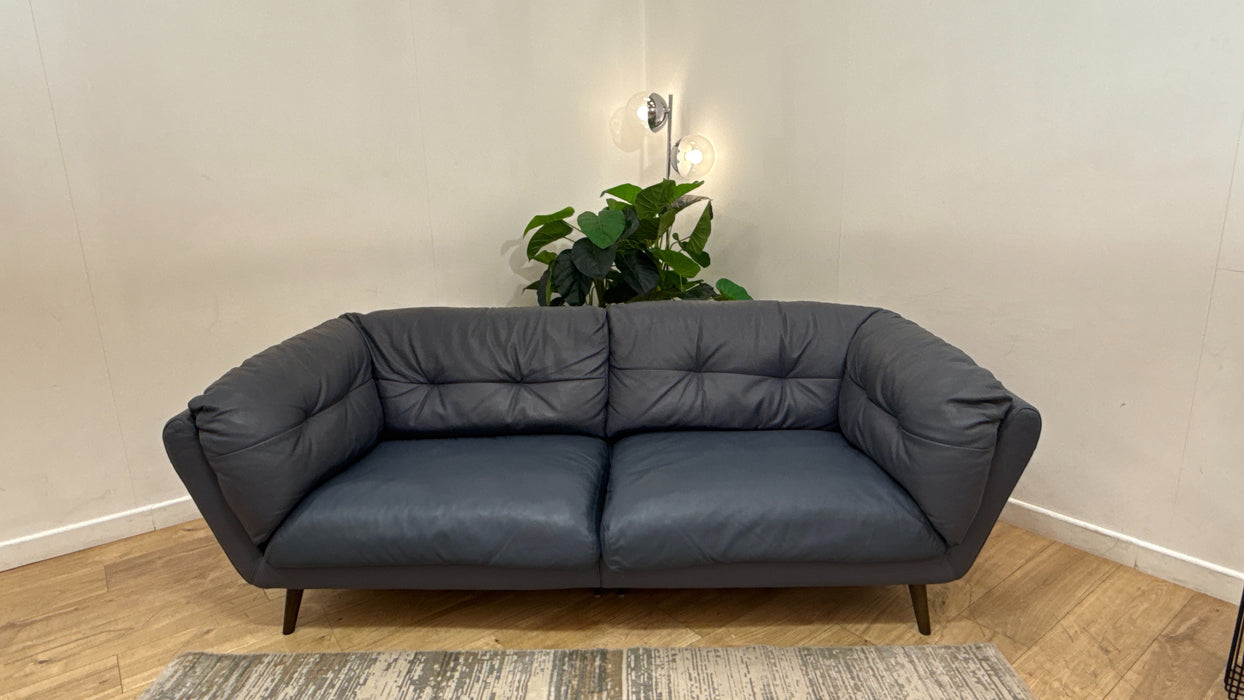 Sofology Hygge Leather 4 Seater Split in Trusty Matt Steel Blue