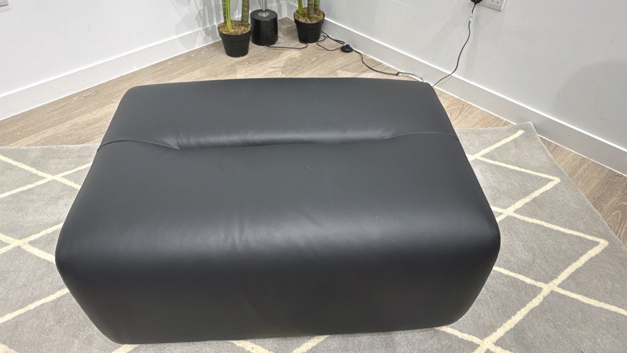 Sofology Daxton Leather Footstool in Trusty Matt Black