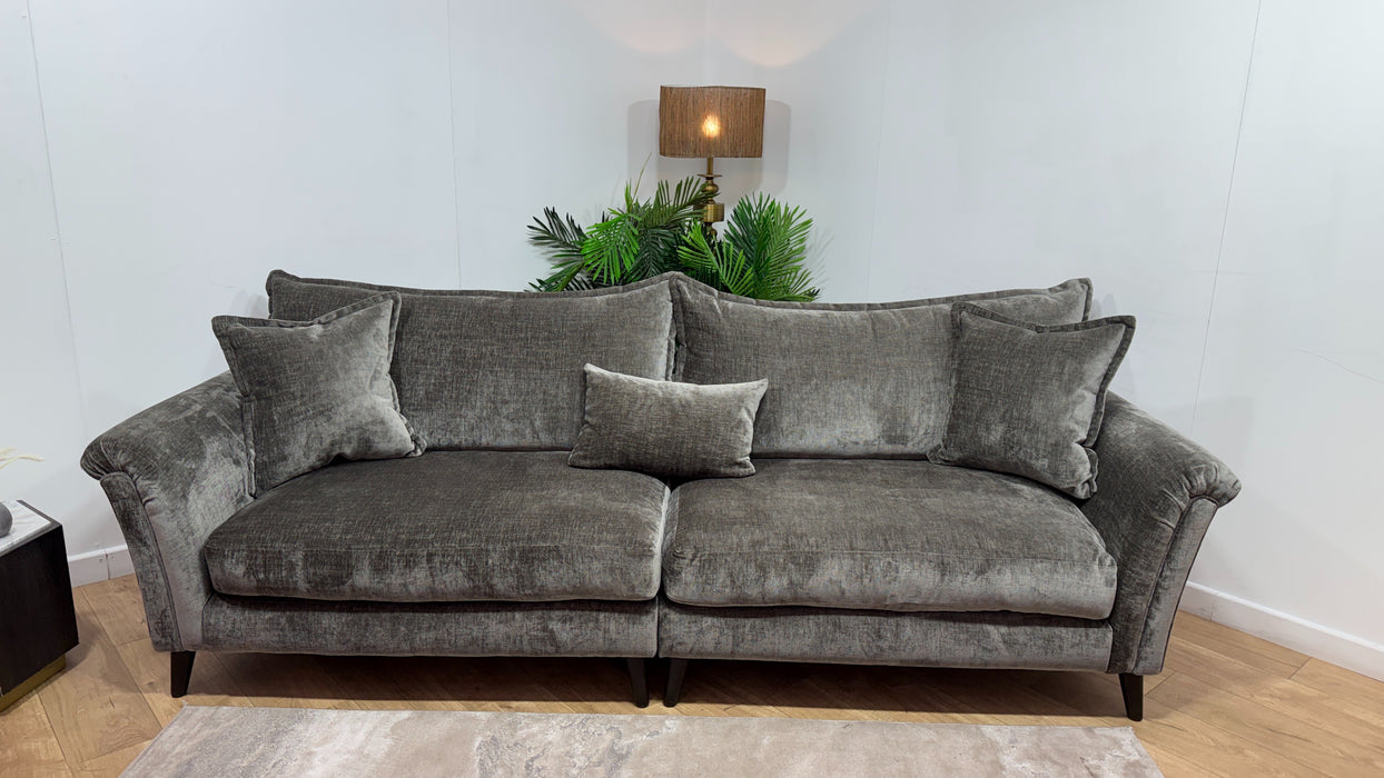 Sofology Beaumont Fabric 4 Seater Split Feather Flex Seats in Luxury Chenille Truffle