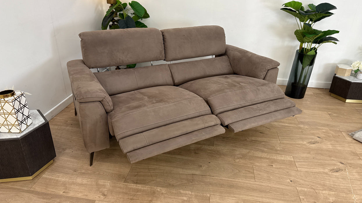 Sofology Illinois Fabric 3 Seater Power Recliner/Headrest in Lifestyle Textured Cappuccino