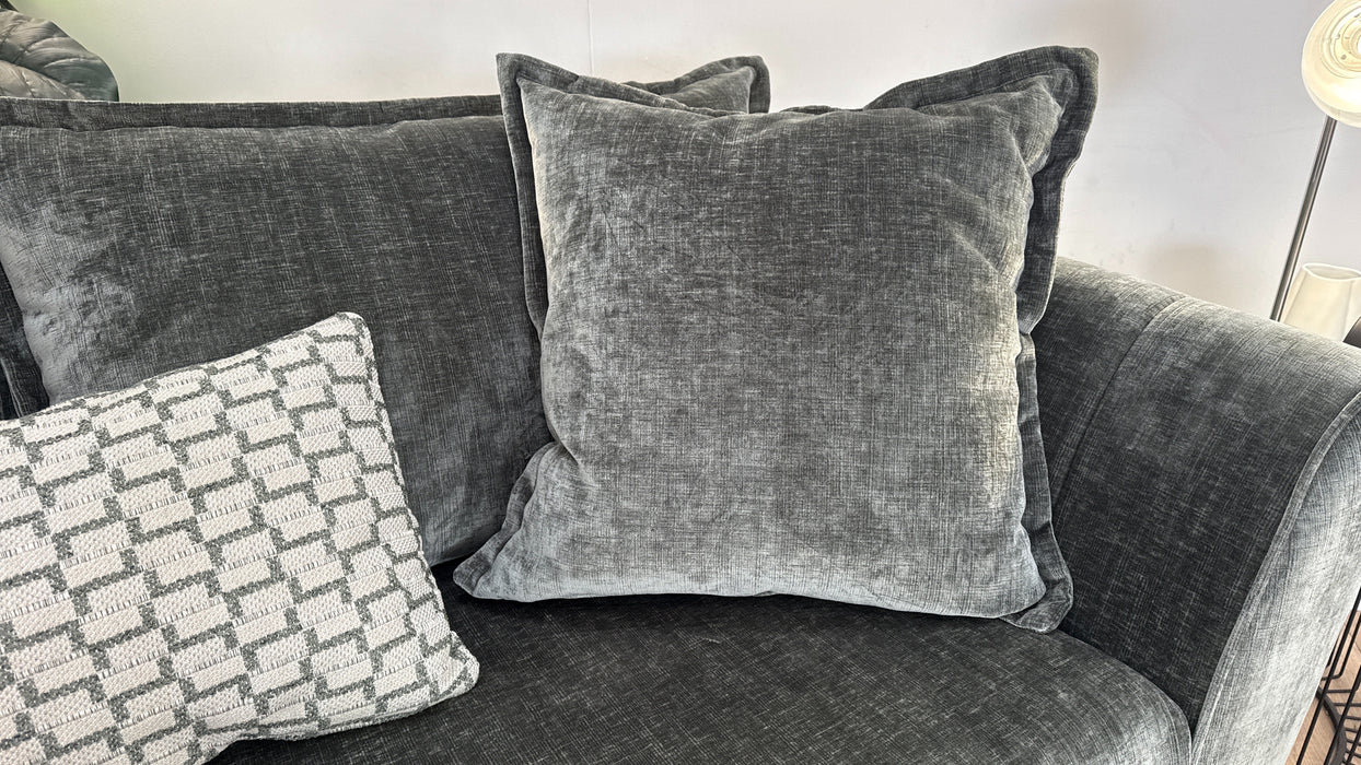 Sofology Luella Fabric 3 Seater Gold Buttons in Luxe Chenille Alpine Green Mix