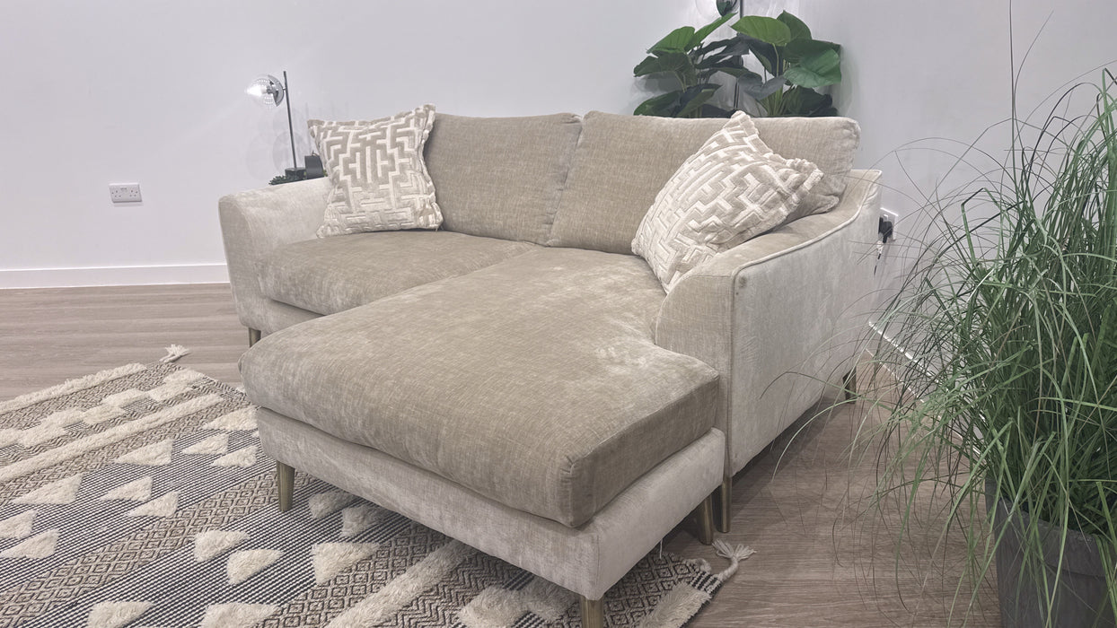 Sofology Mayfair 3 Seater Chaise Foam Seats In Luxury Chenille Mist