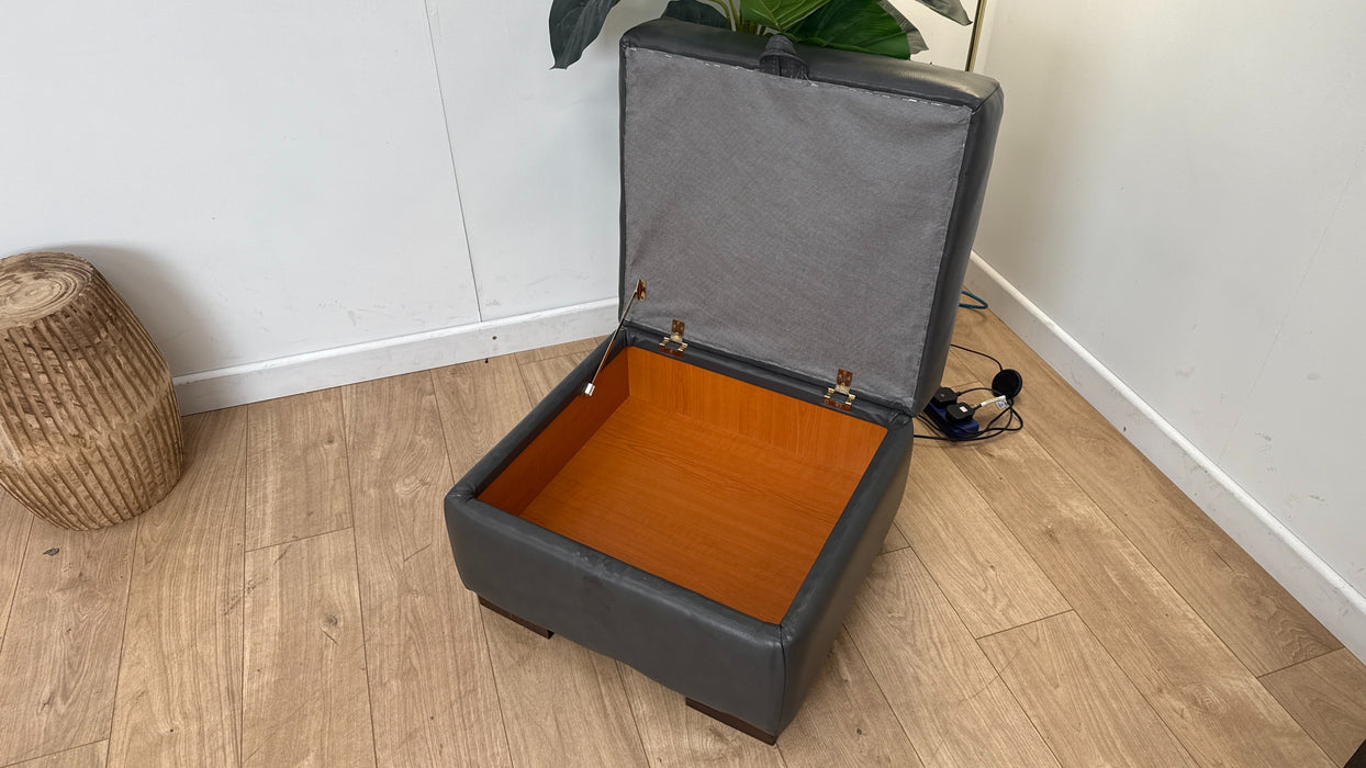 Sofology Cordelia Leather Storage Footstool in Dakota Pewter