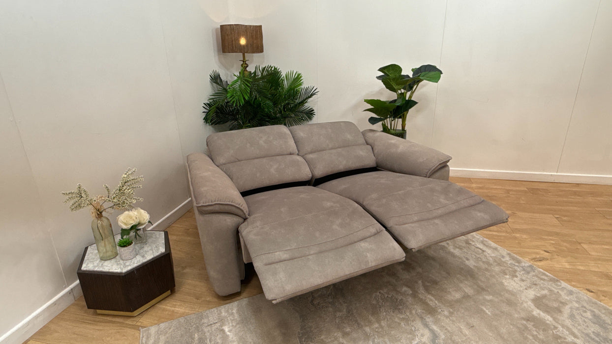 Sofology Hugo Fabric 2 Seater Power Recliner/Headrest in Lifestyle Flecked Stone