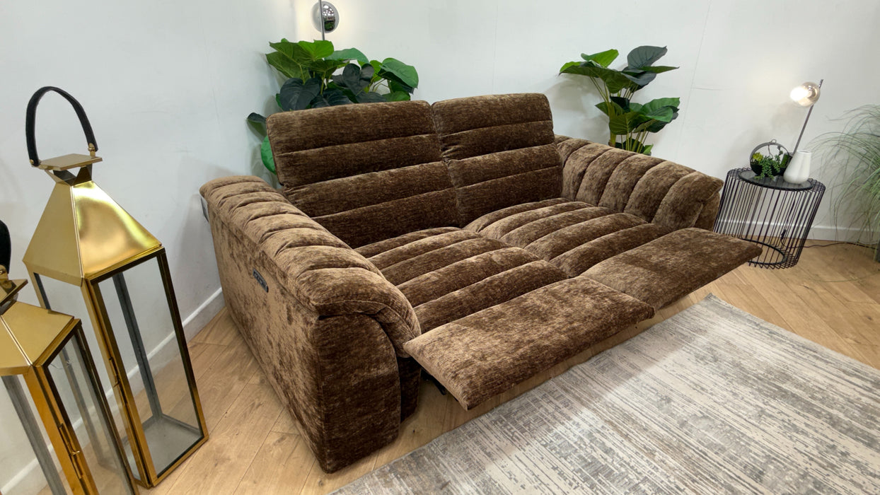 Sofology Olson 2 Seater Power Recliner/Headrest in Fabric in luxury Chenille Bark
