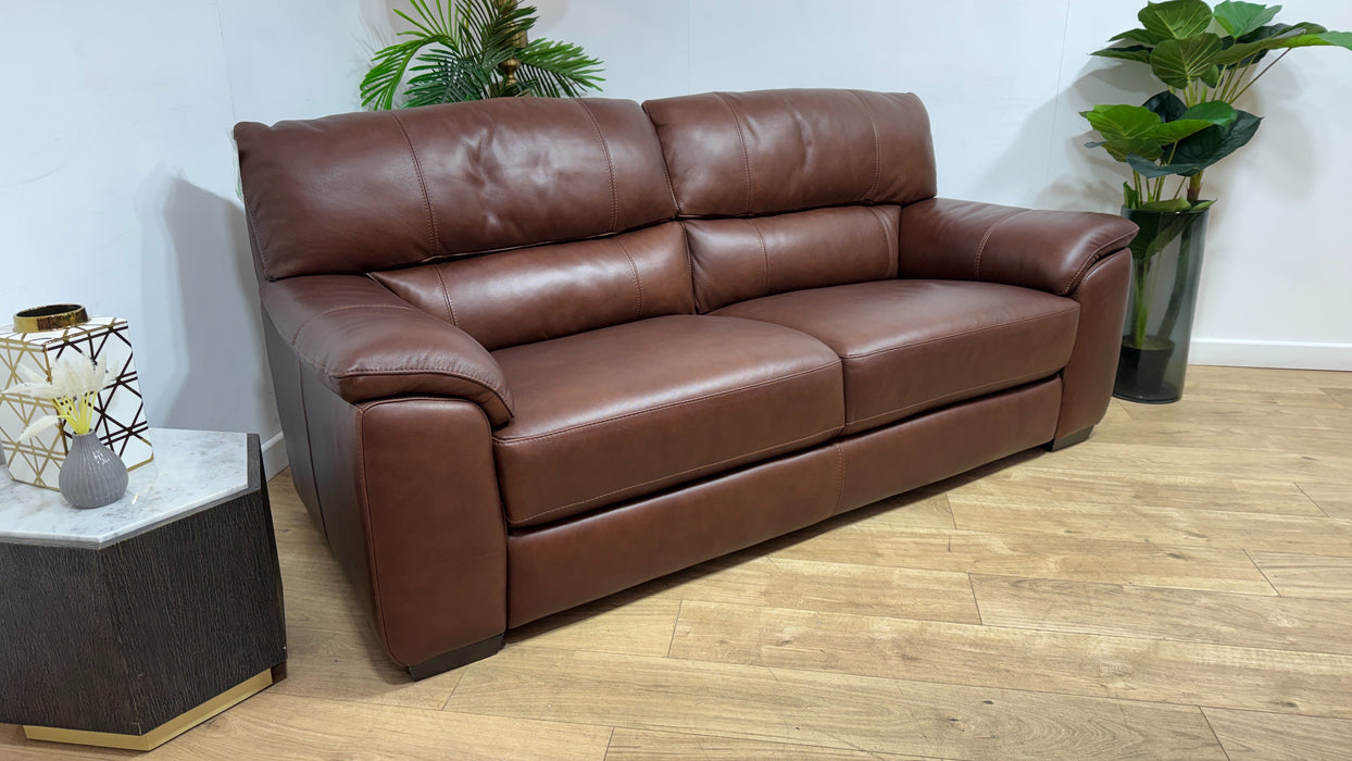 Sofology Santina Leather 2 Seater in Relaxed Soft Brown