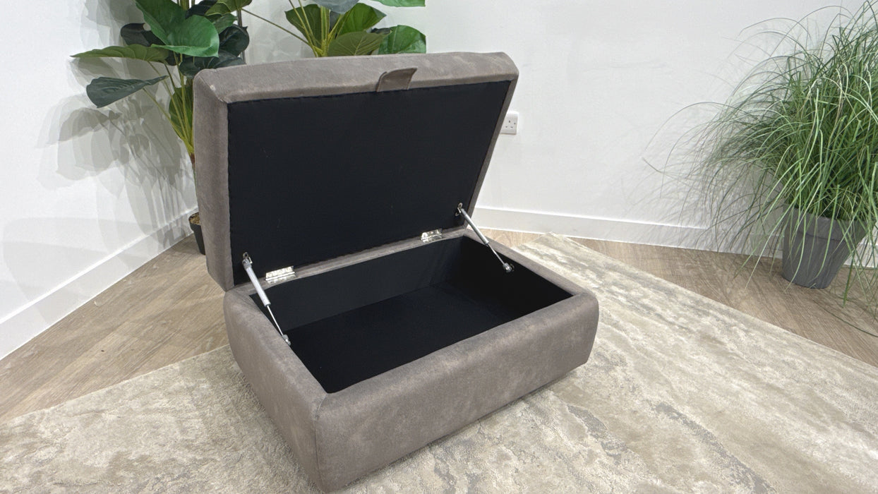 Sofology Hudson Fabric Storage Footstool in Lifestyle Flecked Mocha