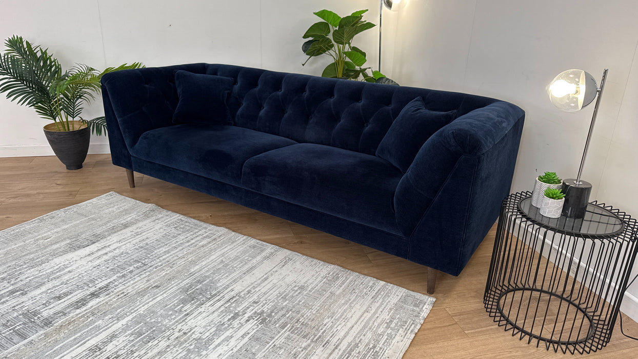 Bridgerton 4 Seater Sofa - Fabric - Navy All Over