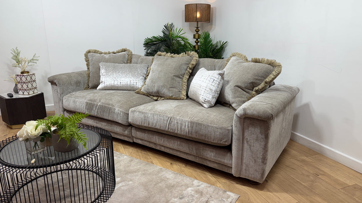 Sofology Regency Fabric 4 Seater Split Foam Seats in Luxe Chenille Stone Mix