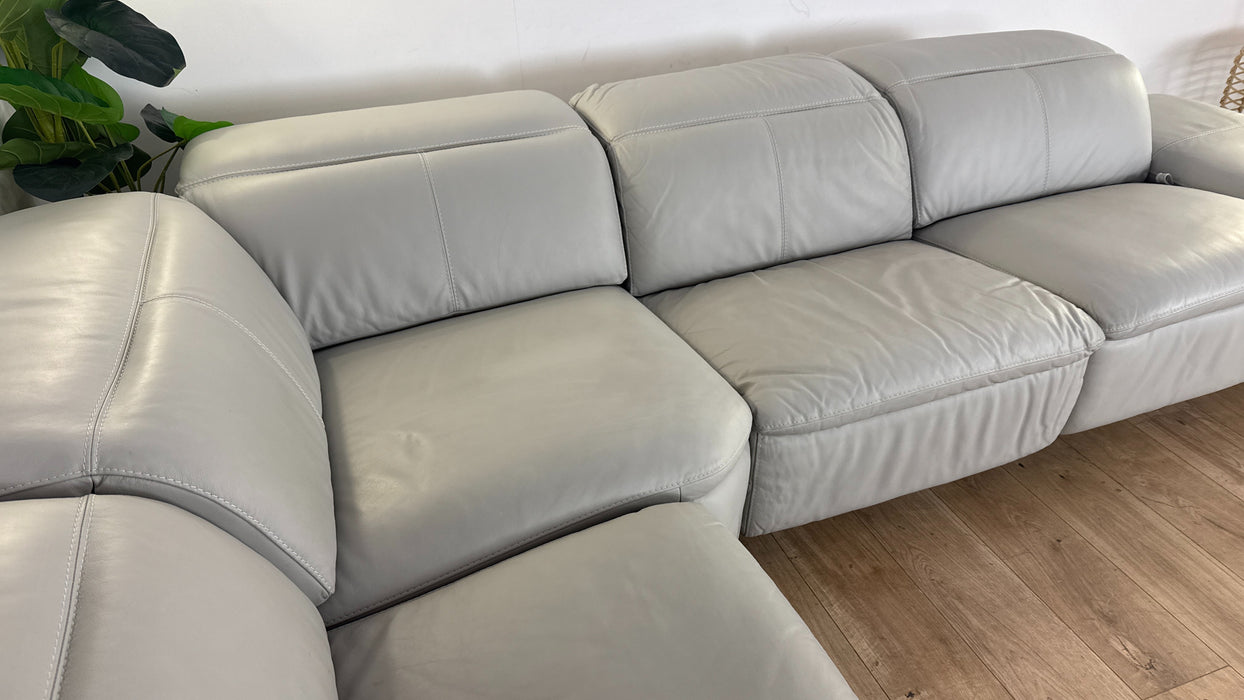 Venosa Left Hand Leather Corner Sofa in Grey Mist