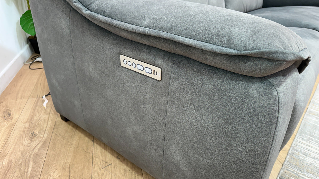 Sofology Carrera Fabric 2.5 Seater Power Recliner/Headrest in Lifestyle Flecked Mineral Green