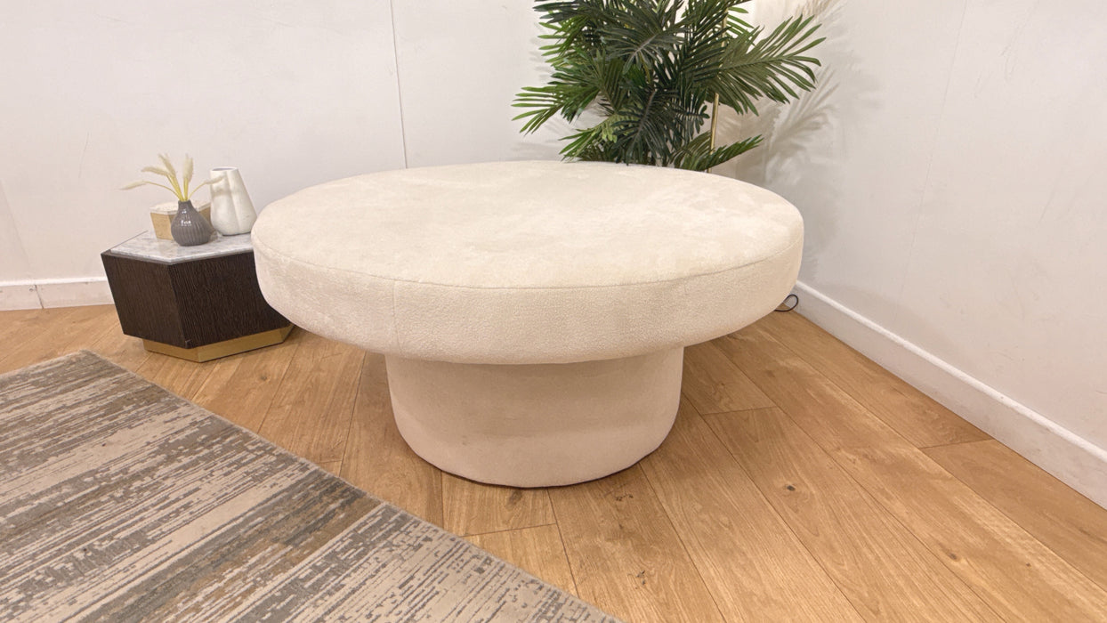 Sofology Luelle Fabric Large Designer Footstool in Soft Sherpa Natural