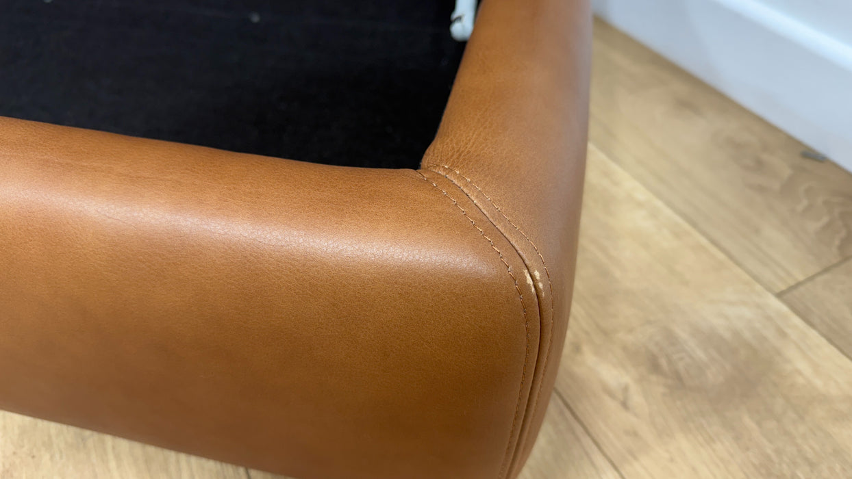 Sofology Retreat Leather Large Storage Footstool in Relaxed Soft Tan