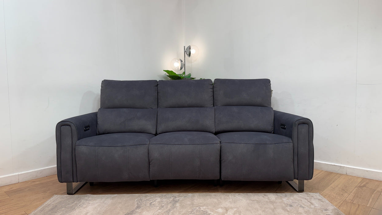 Sofology Ravello Fabric 3 Seater Power Recliner/Headrest Lumbar Support in Lifestyle Flecked Charcoal