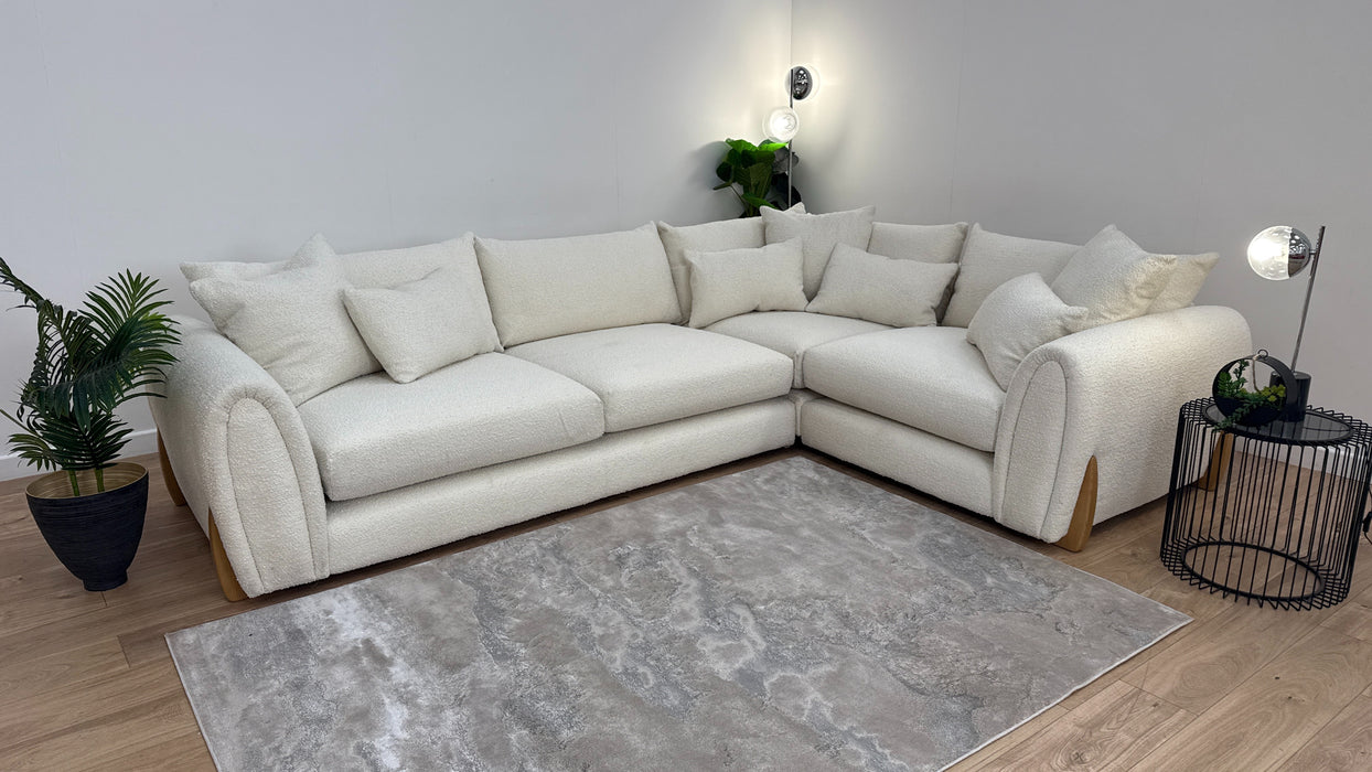 Sofology Marble Arch 3 Corner 1 Fabric Sofa in Cologne Wood Trim