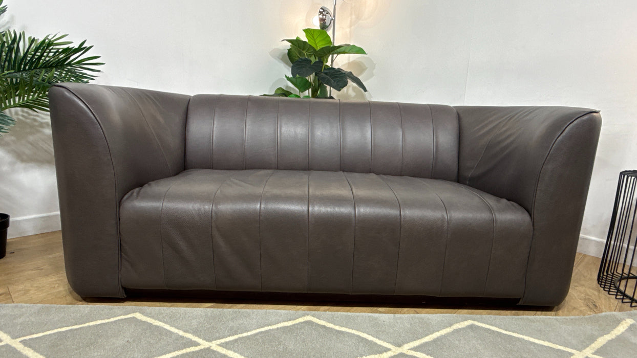 Sofology Fitzrovia Leather 2 Seater Dark Wood Trim in Relaxed Natural Grain Espresso Mix