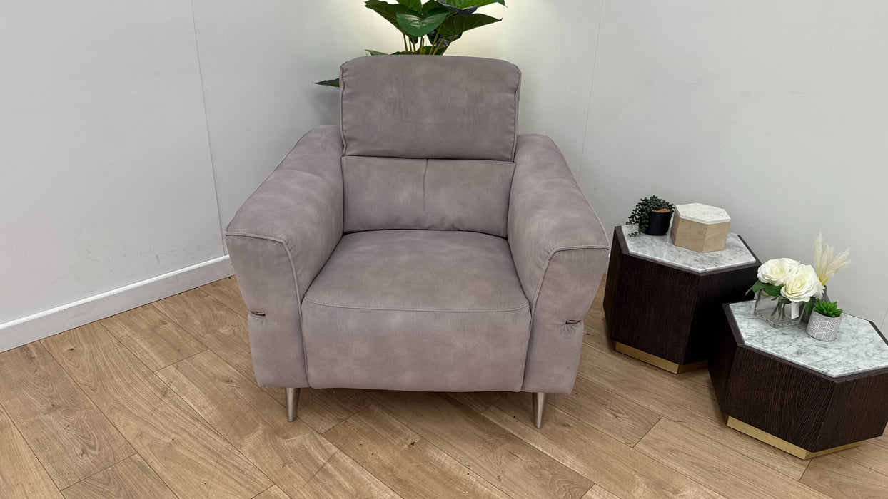 Sofology Dakota Fabric Chair Power Recliner/Headrest in Lifestyle Mottled Marble