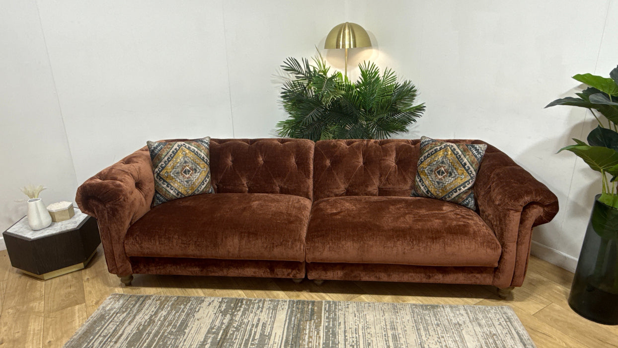 Sofology Kensington Fabric 4 Seater Split in Luxury Chenille Rust Mix
