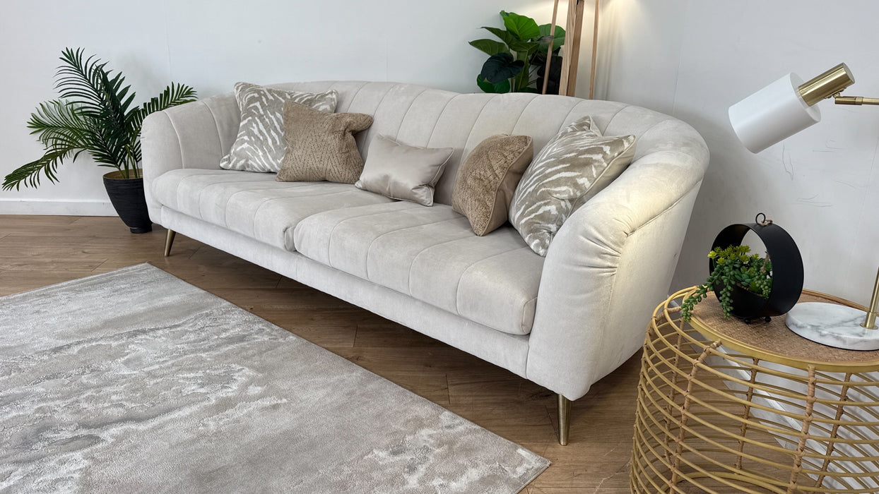 Sofology The Opulent 4 Seater Fabric Sofa in Manolo Ecru Luxe Mix