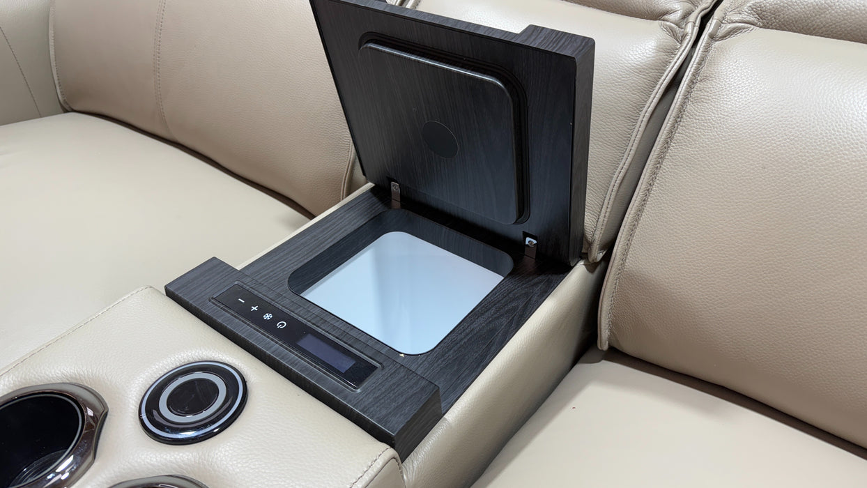 Sofology Premiere Leather 2.5 Seater Smart Console Power Recliner/Headrest in Trusty Embossed Stone