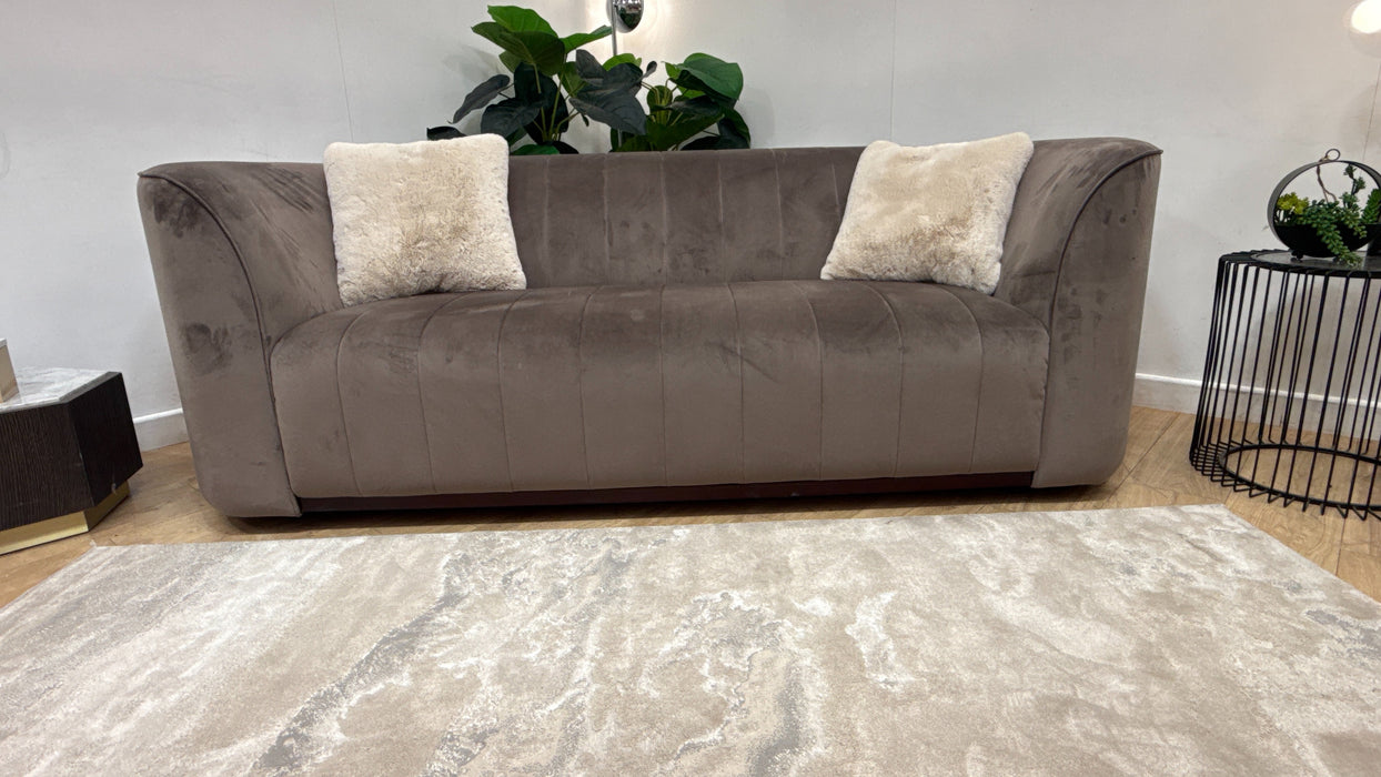 Sofology Fitzrovia Fabric 3 Seater in Matt Velvet Mole Mix with Trim