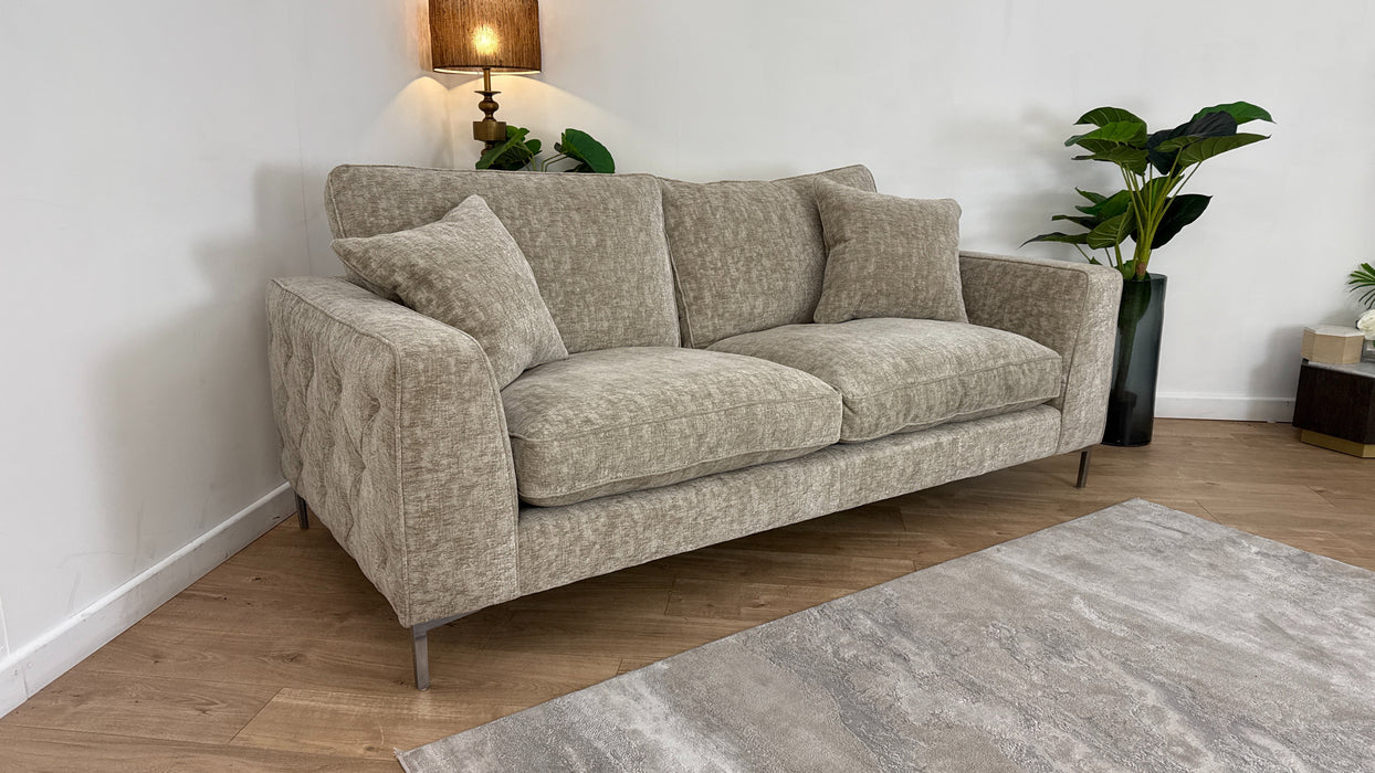 Sofology Rococo Fabric 3 Seater Full Back in Rococo Chunky Chenille Grey