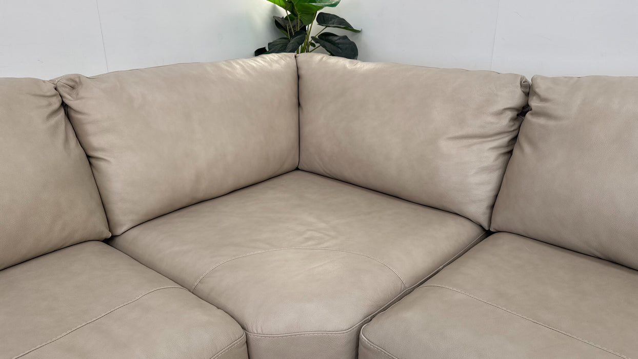 Mazzini 3 Corner 2 - Leather Sofa - Dakota Ice