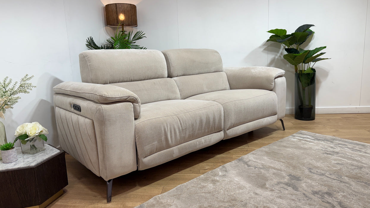 Sofology Fratelli Fabric 2.5 Seater Power Recliner/Headrest in Relaxed Chenille Cotton