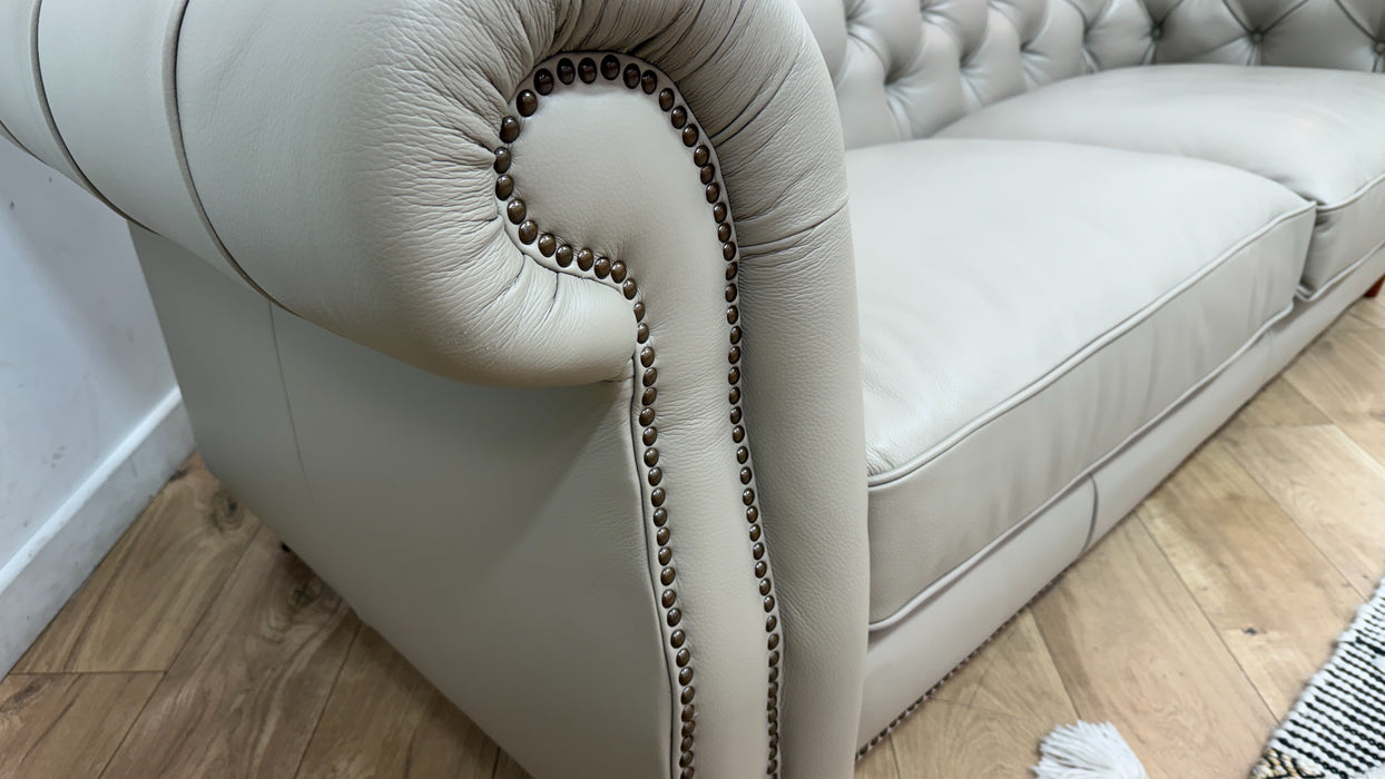 Sofology Darcy Leather 3 Seater with Studs in Trusty Embossed Stone