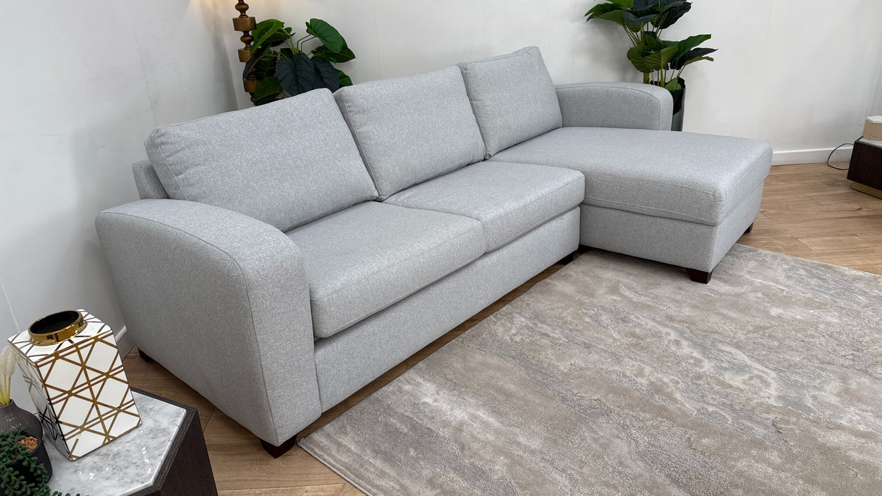 DFS Layla Right Hand Facing Storage Chaise End 3 Seater Supreme Sofa Bed in Silver
