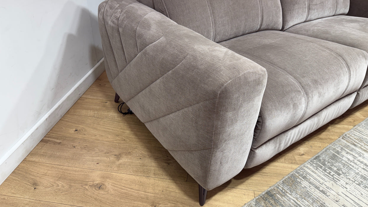 Sofology Allure Fabric 2.5 Seater Power Recliner/Headrest Heated Seats Lumbar Support in Relaxed Chenille Nutmeg