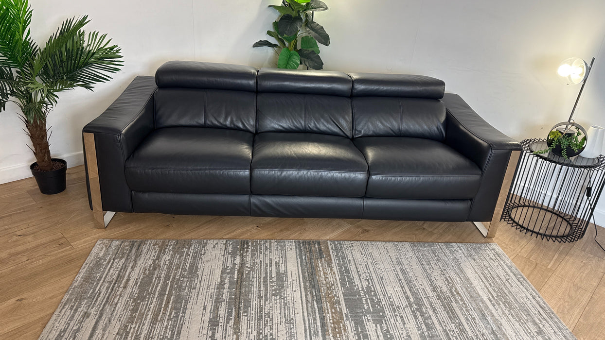 Sofology The Torres Leather 4 Seater in Jet Black