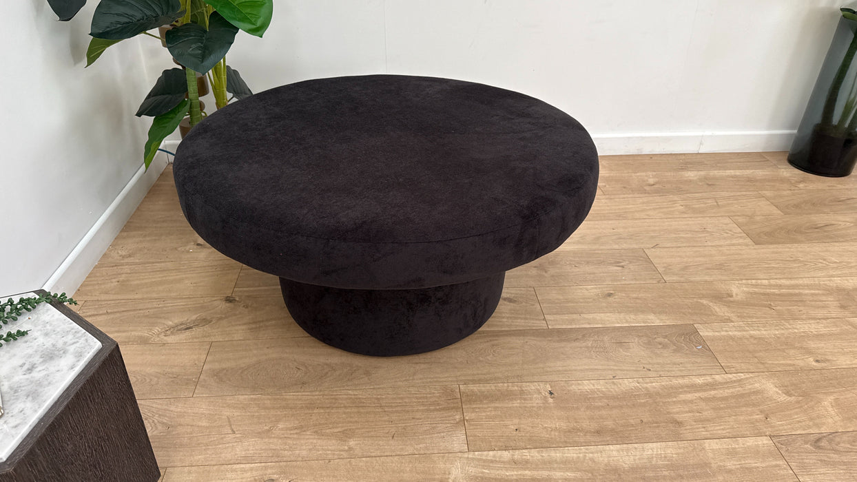 Sofology Luella Fabric Large Designer Footstool in Soft Sherpa Ebony