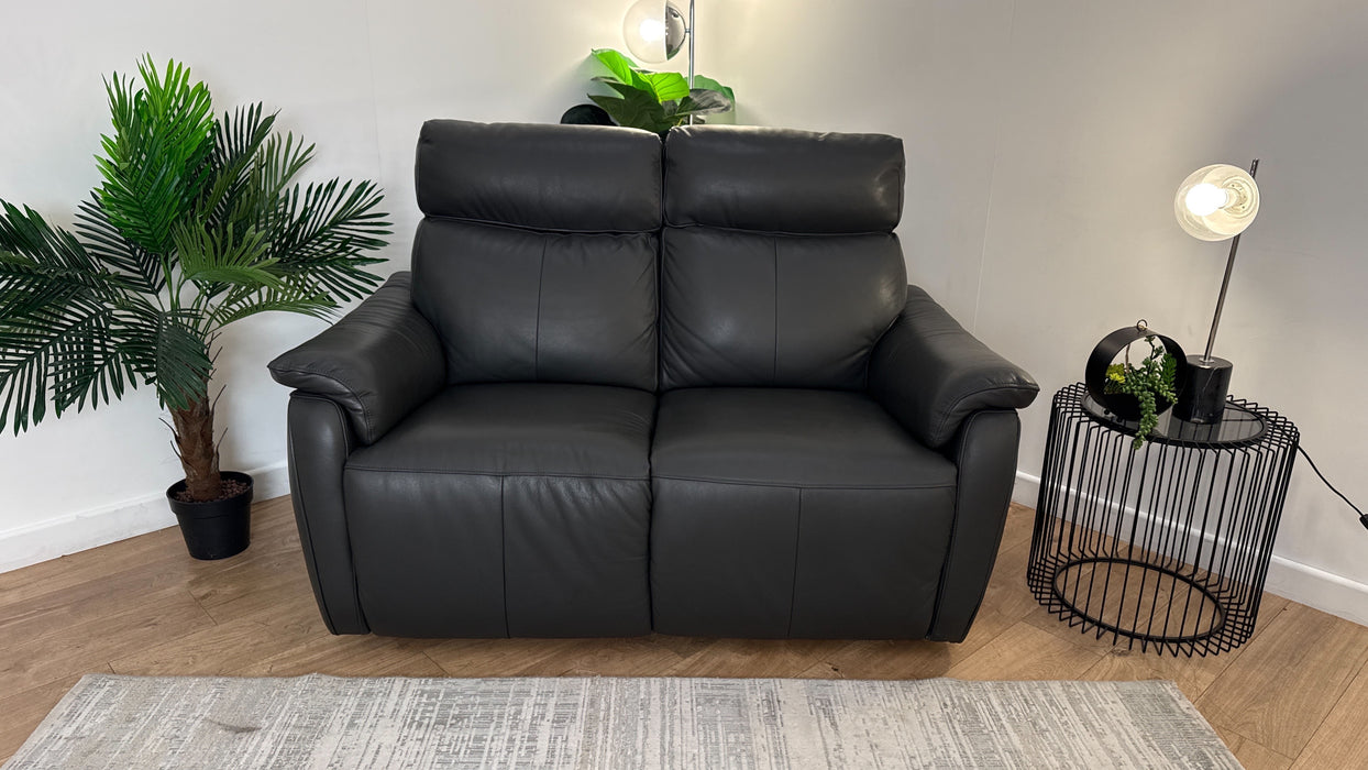 Sofology The Parker 2 Seater Reclining Sofa in Trusty Sheen Leather Charcoal