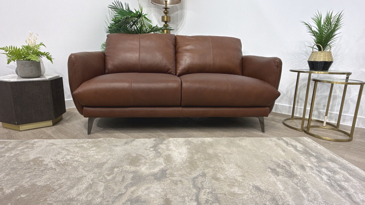 Sofology Adler Leather 2 Seater in Relaxed Soft Brown