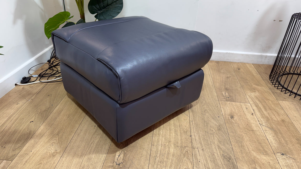 Sofology Majestica Leather Small Storage Footstool in Lavender Grey