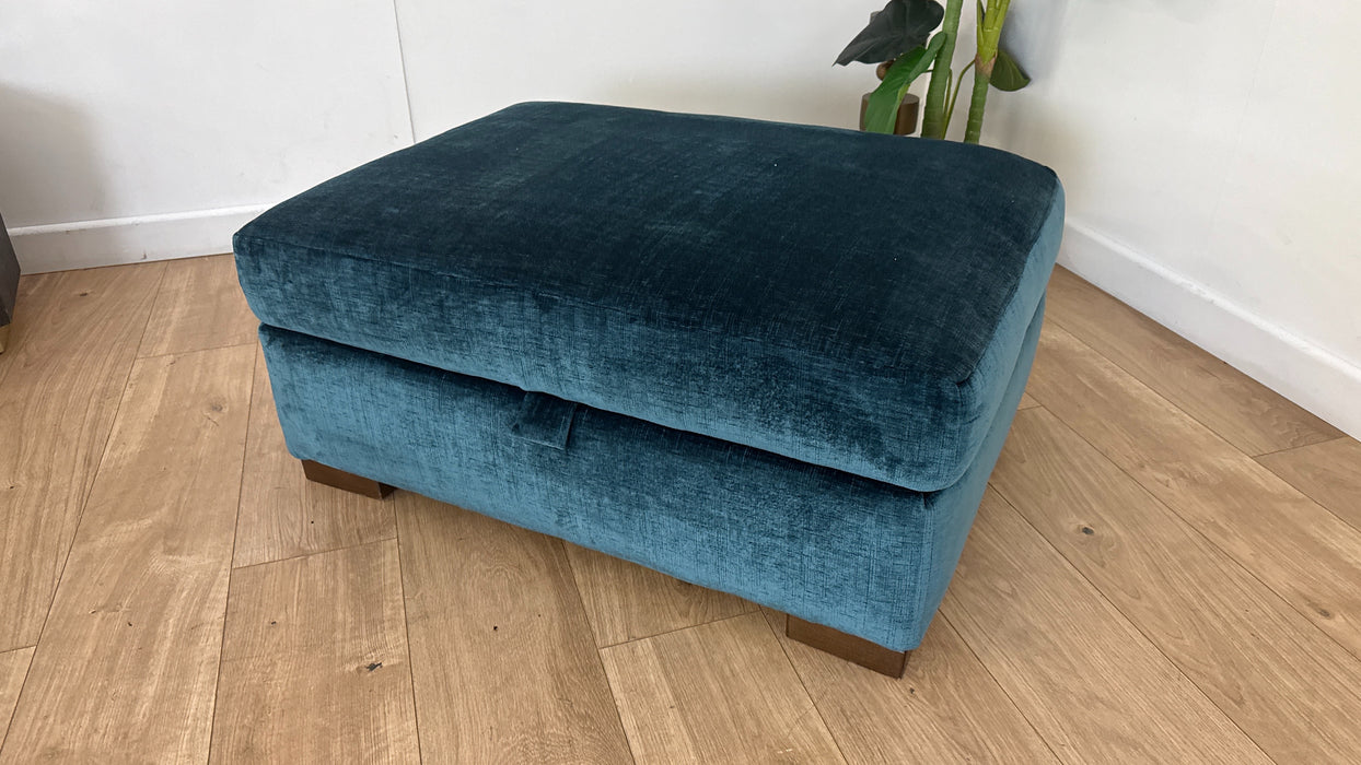 Sofology Majestica Fabric Large Storage Footstool in Luxe Chenille Teal