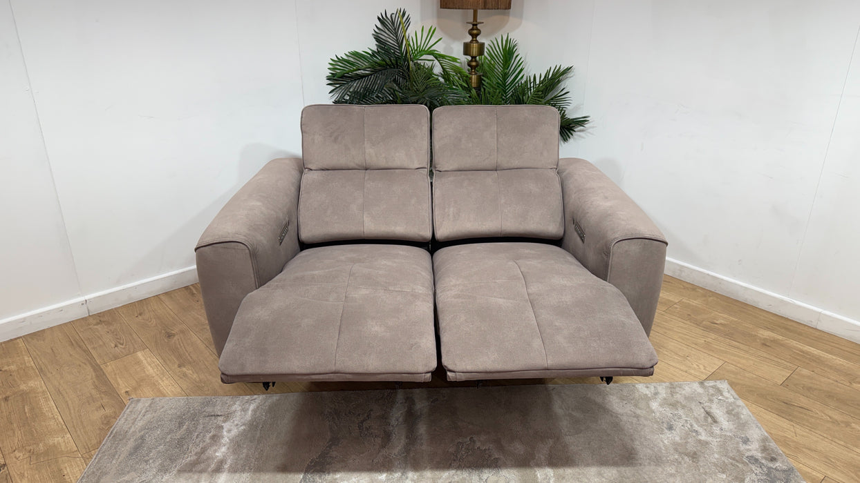 Sofology Riviera Fabric 2 Seater Power Recliner/Headrest Heated Seats in Lifestyle Flecked Nutmeg