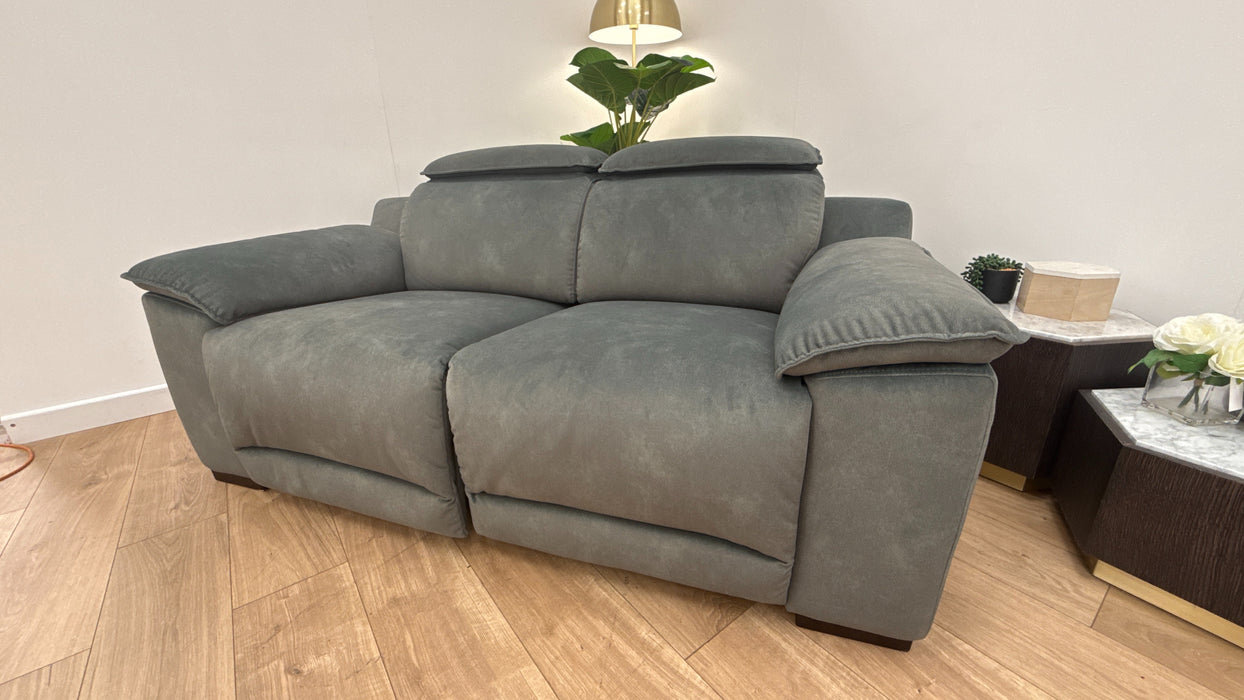 Sofology Benz Fabric 2 Seater Power Headrest/Recliner in Lifestyle Flecked Ivy Green