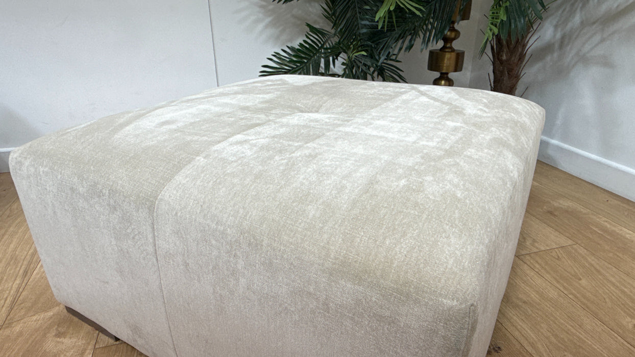 Sofology Strato Fabric Designer Footstool in Soft Chenille Linen